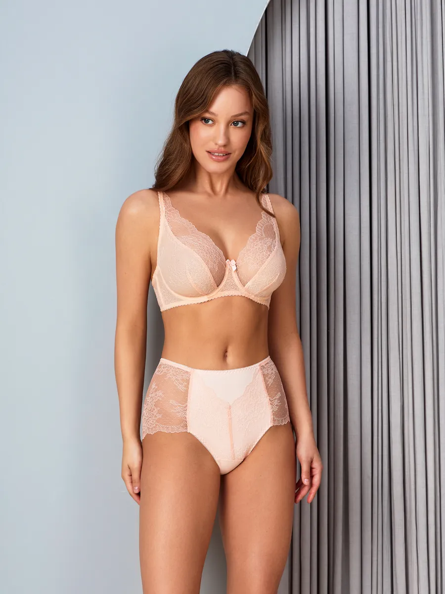 Бюстгальтер кружевной бралетт на косточках абрикосовый