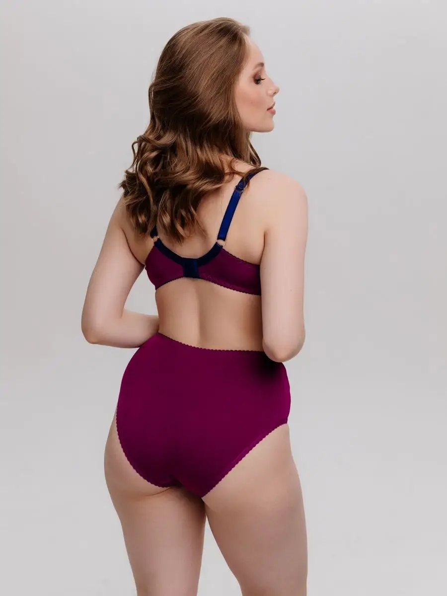 Набор комплект базовых трусов большие размеры сливовый/синий/красный