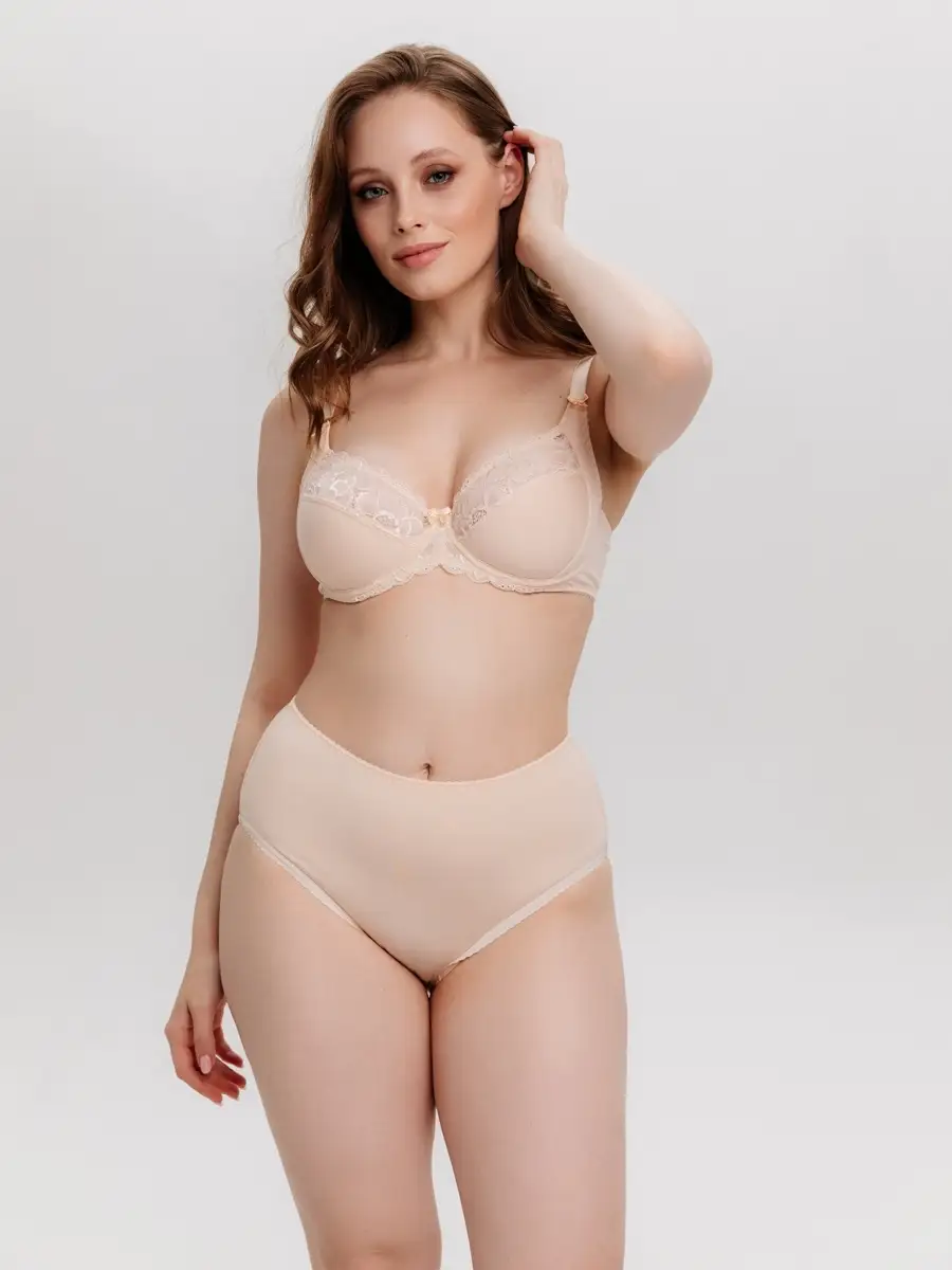 Трусы слипы высокие хлопковые большие размеры бежевый