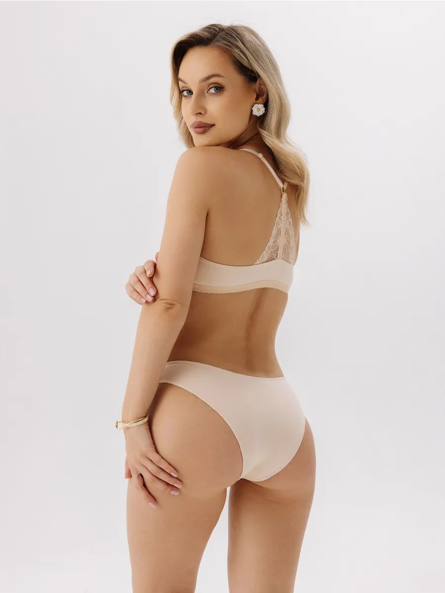 Трусы слипы однотонные средняя посадка хлопок бежевый