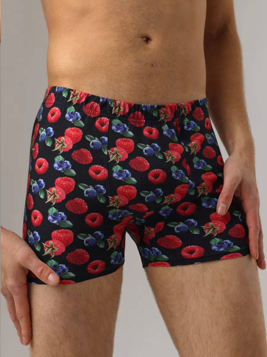 Боксеры хлопковые с принтом черный/красный