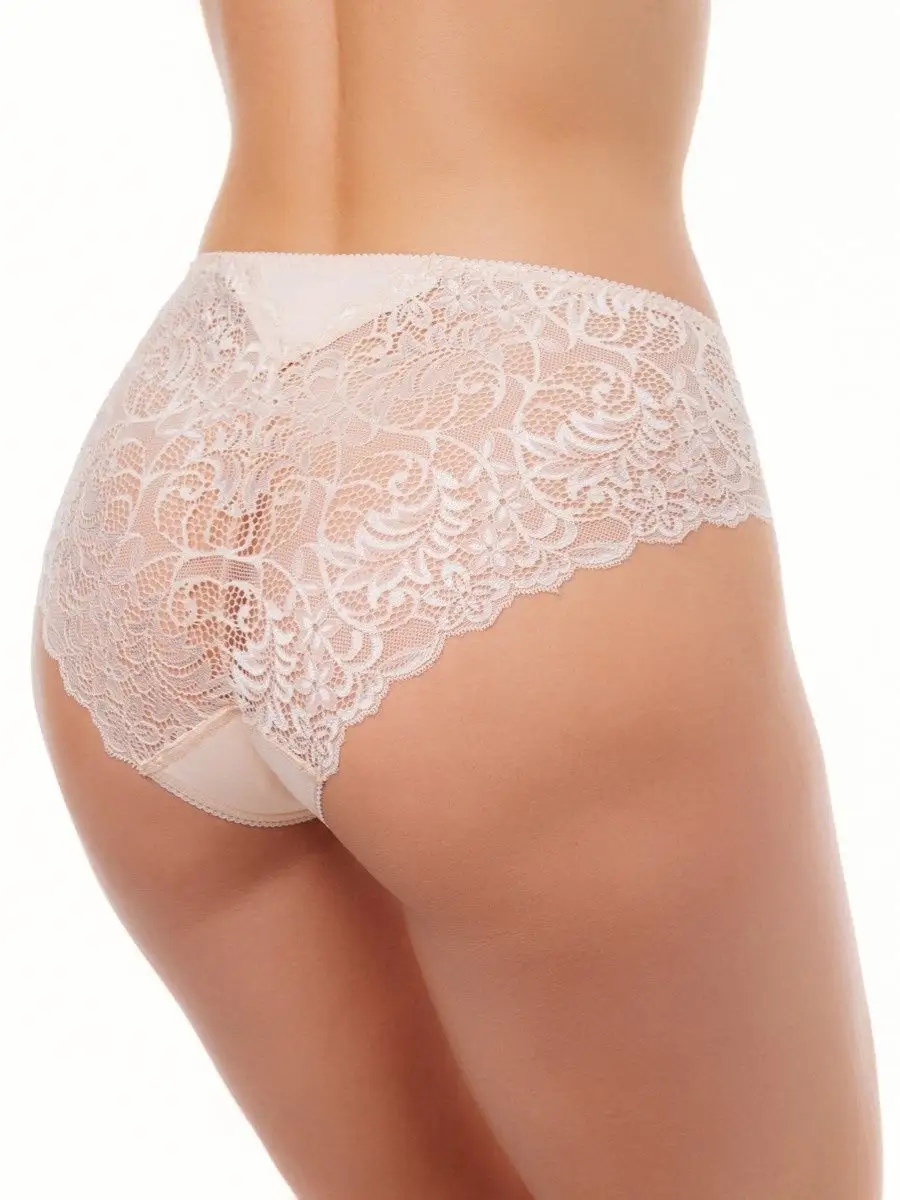 Трусы кружевные хлопковые слипы качественные бежевый