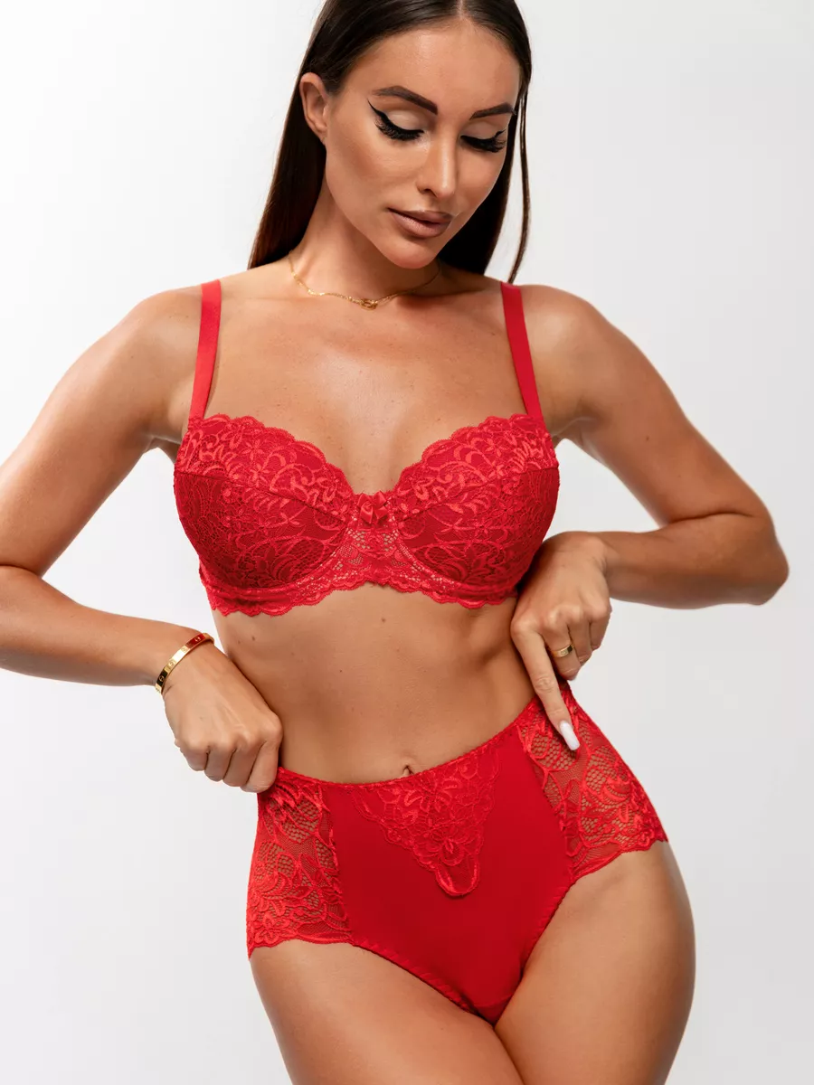 Набор трусы слипы кружевные хлопок комплект высокие черный/т-серыймел/сливовый/красный