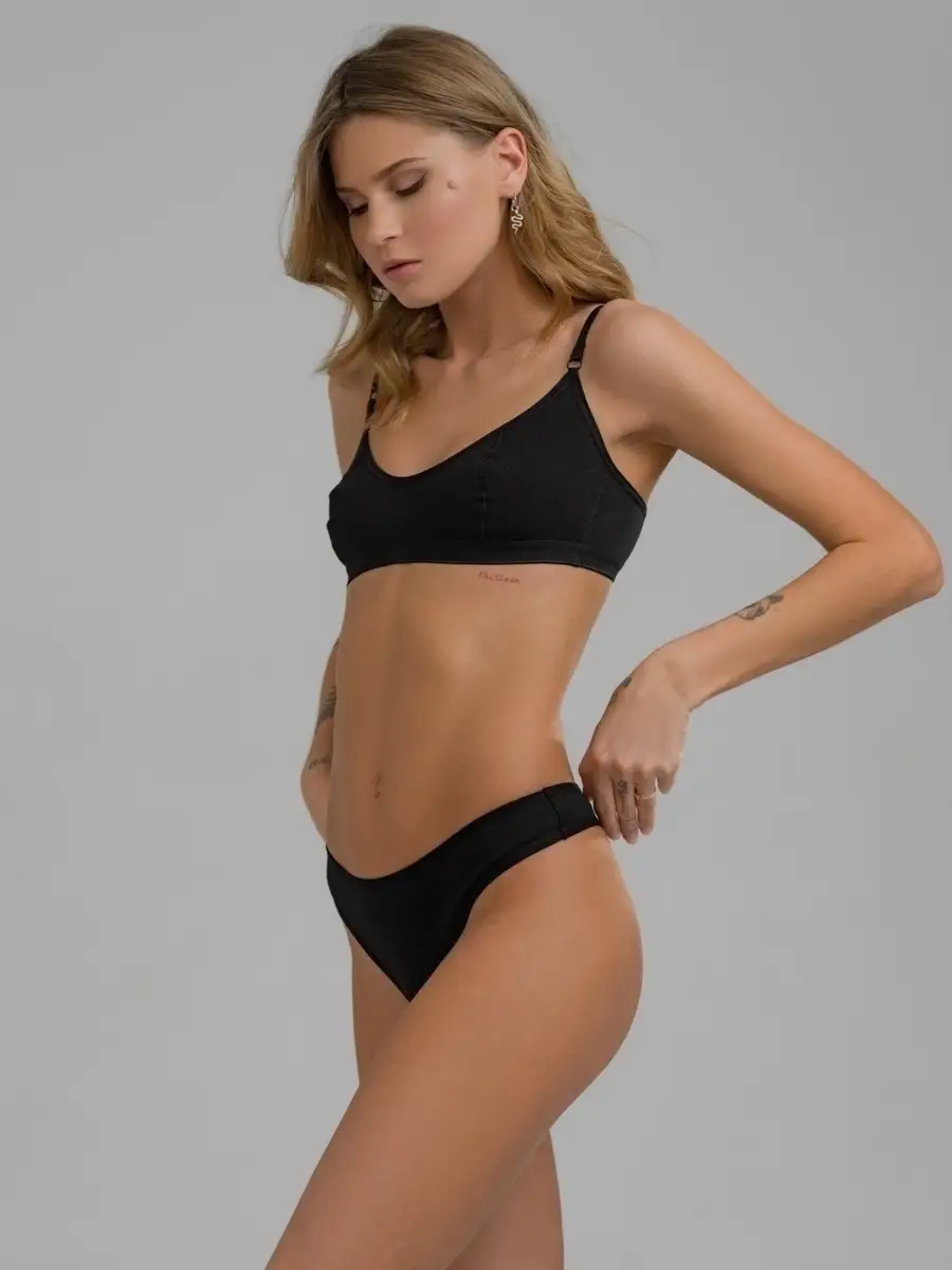 Бюстгальтер без поролона топ хлопок черный