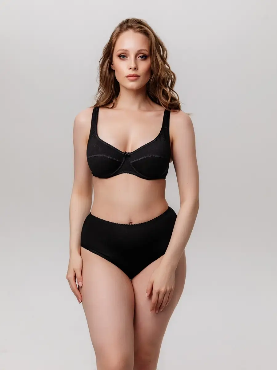 Трусы слипы высокие хлопковые большие размеры черный