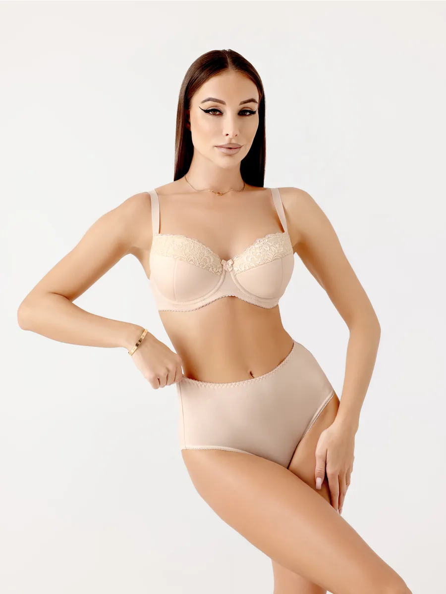 Трусы с высокой посадкой базовые слипы бежевый