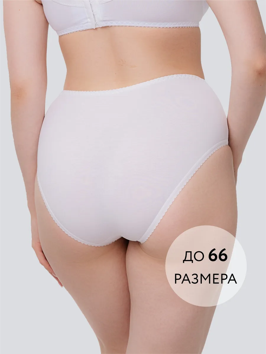 Трусы слипы высокие хлопковые большие размеры белый