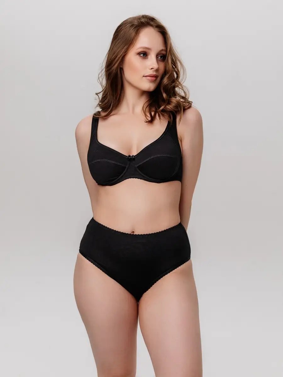 Трусы слипы высокие хлопковые большие размеры черный