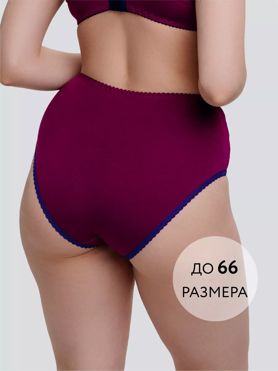 Трусы слипы высокие хлопковые большие размеры сливовый