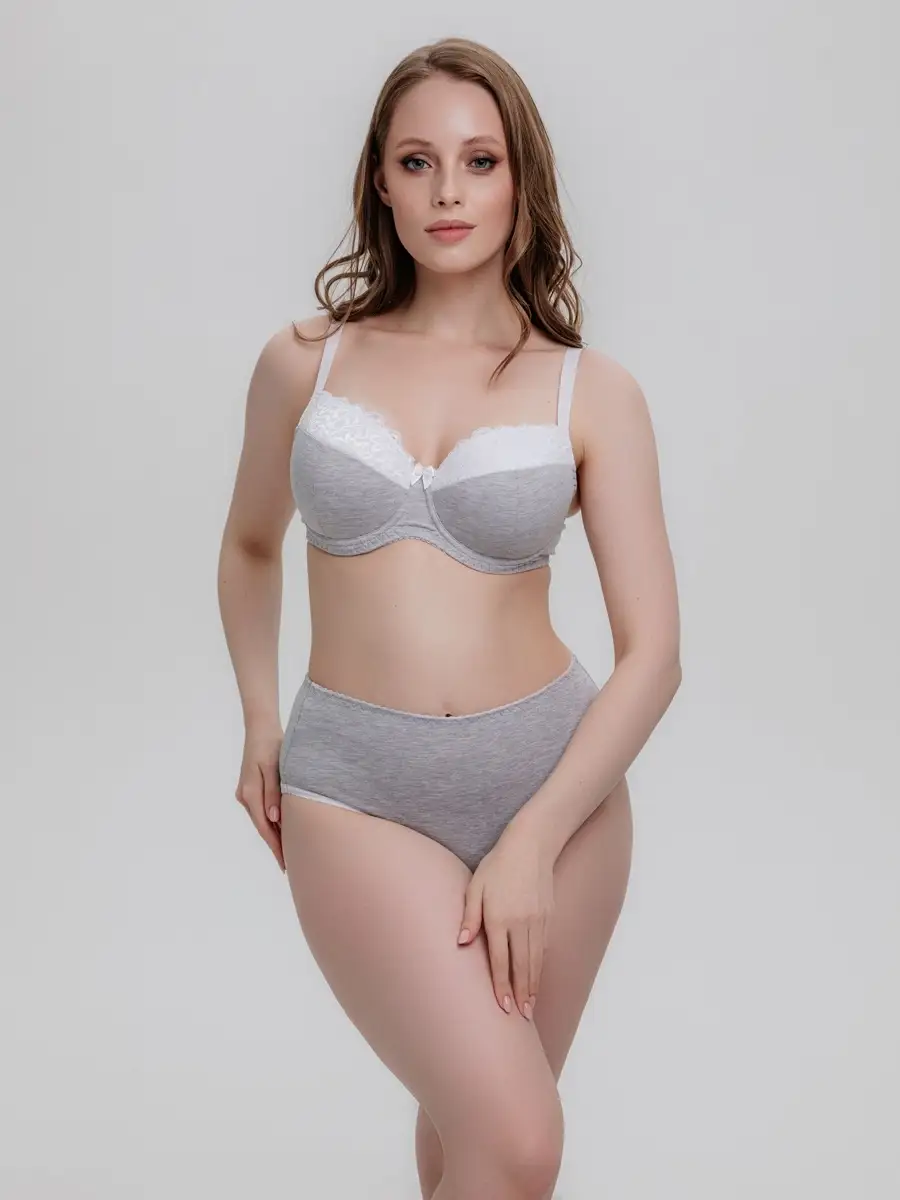 Трусы слипы высокие хлопковые большие размеры серыймеланж