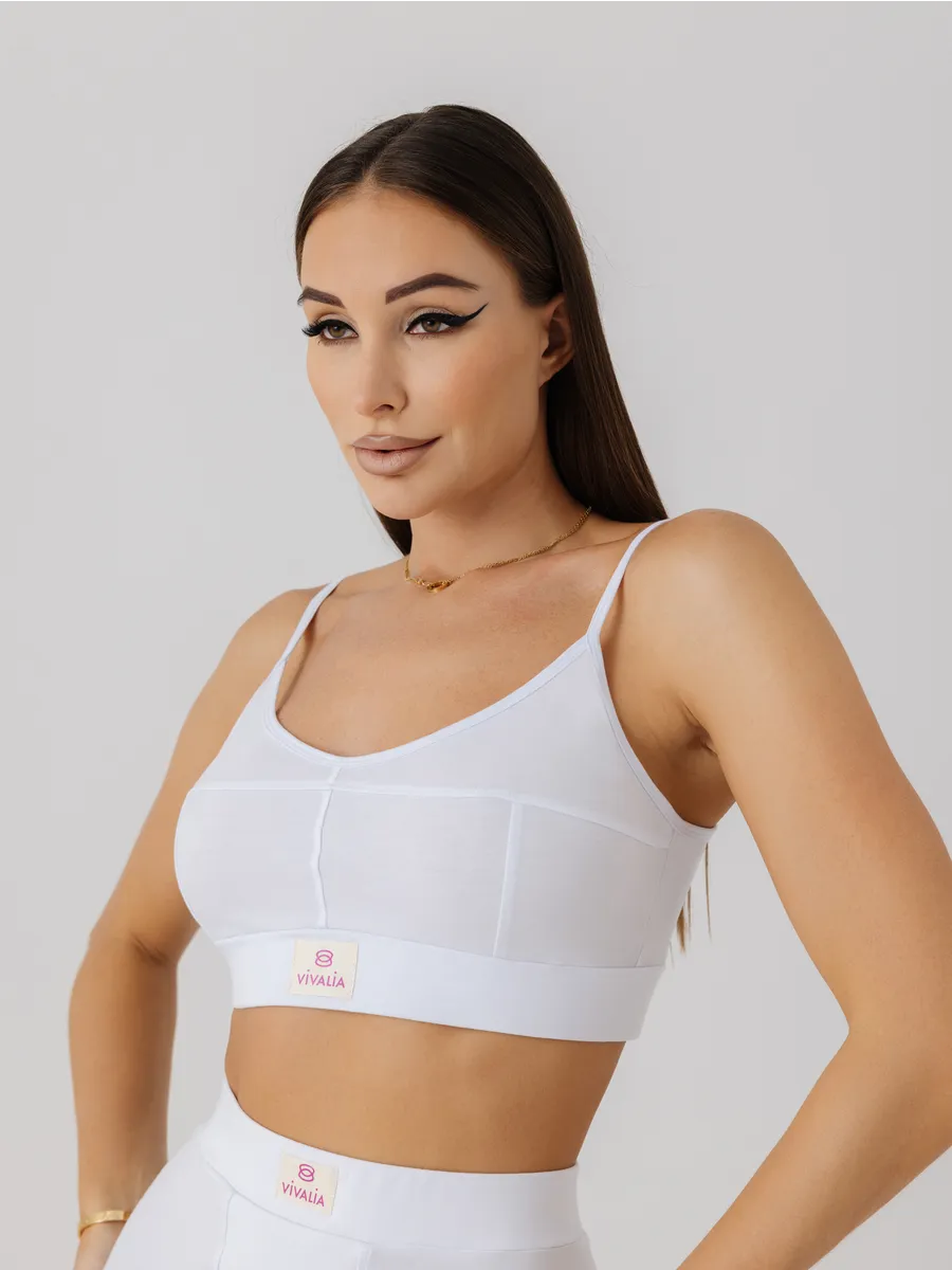 Бюстгальтер топ мягкий спортивный хлопок белый