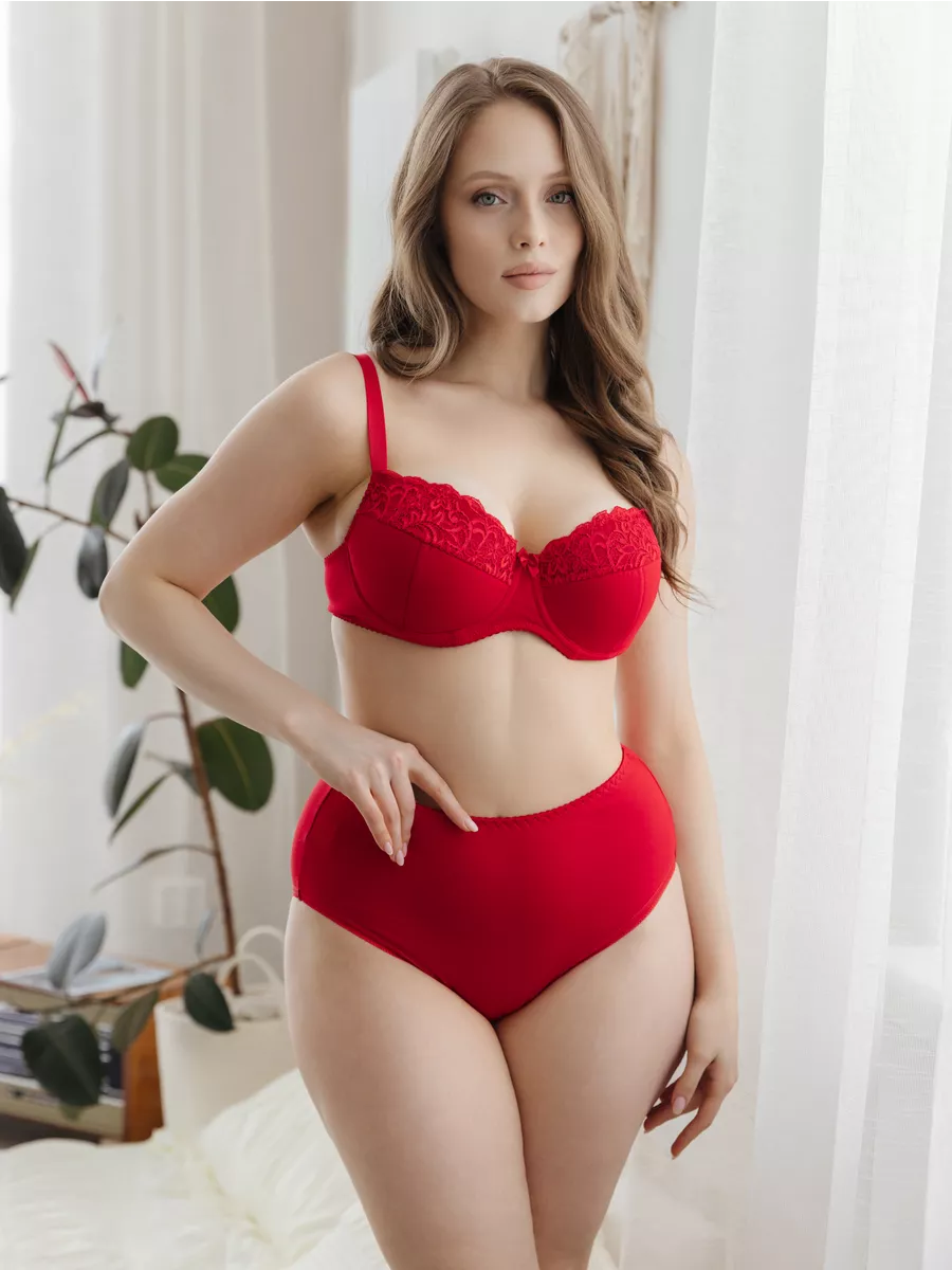 Трусы слипы высокие хлопковые большие размеры красный