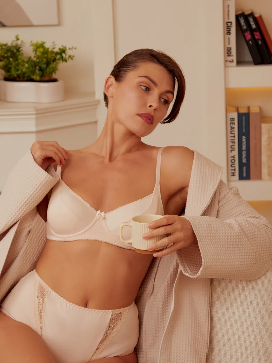 Бюстгальтер без поролона хлопок бежевый