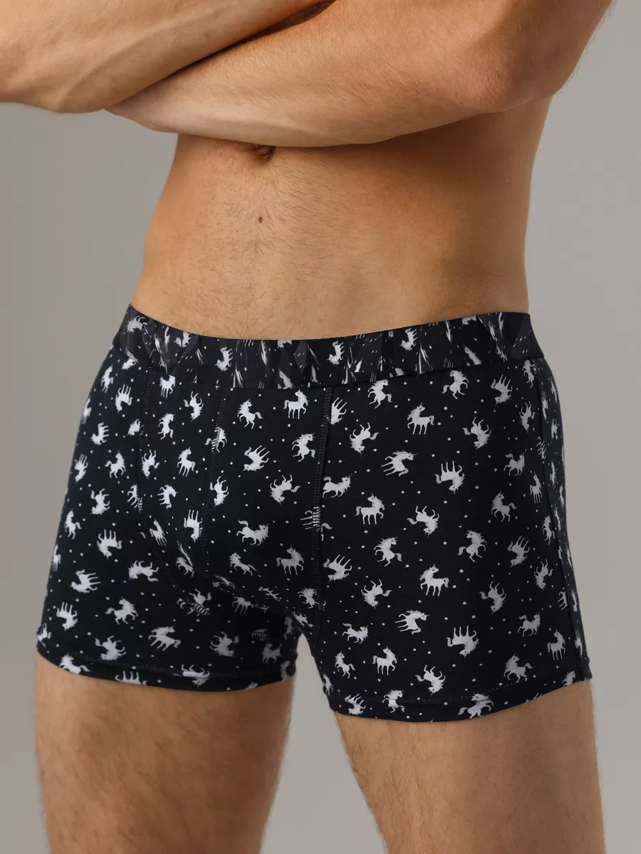 Боксеры хлопковые черный/белый/принт