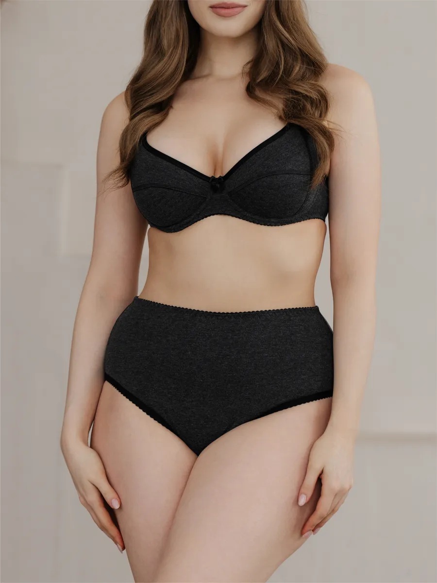 Трусы хлопок слипы базовые повседневные мини темно-серыймеланж