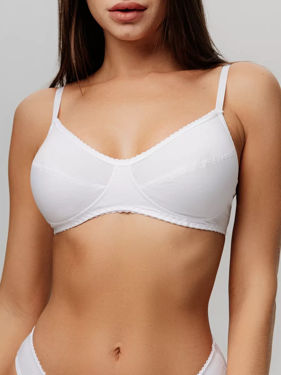 Бюстгальтер женский хлопок без каркаса белый