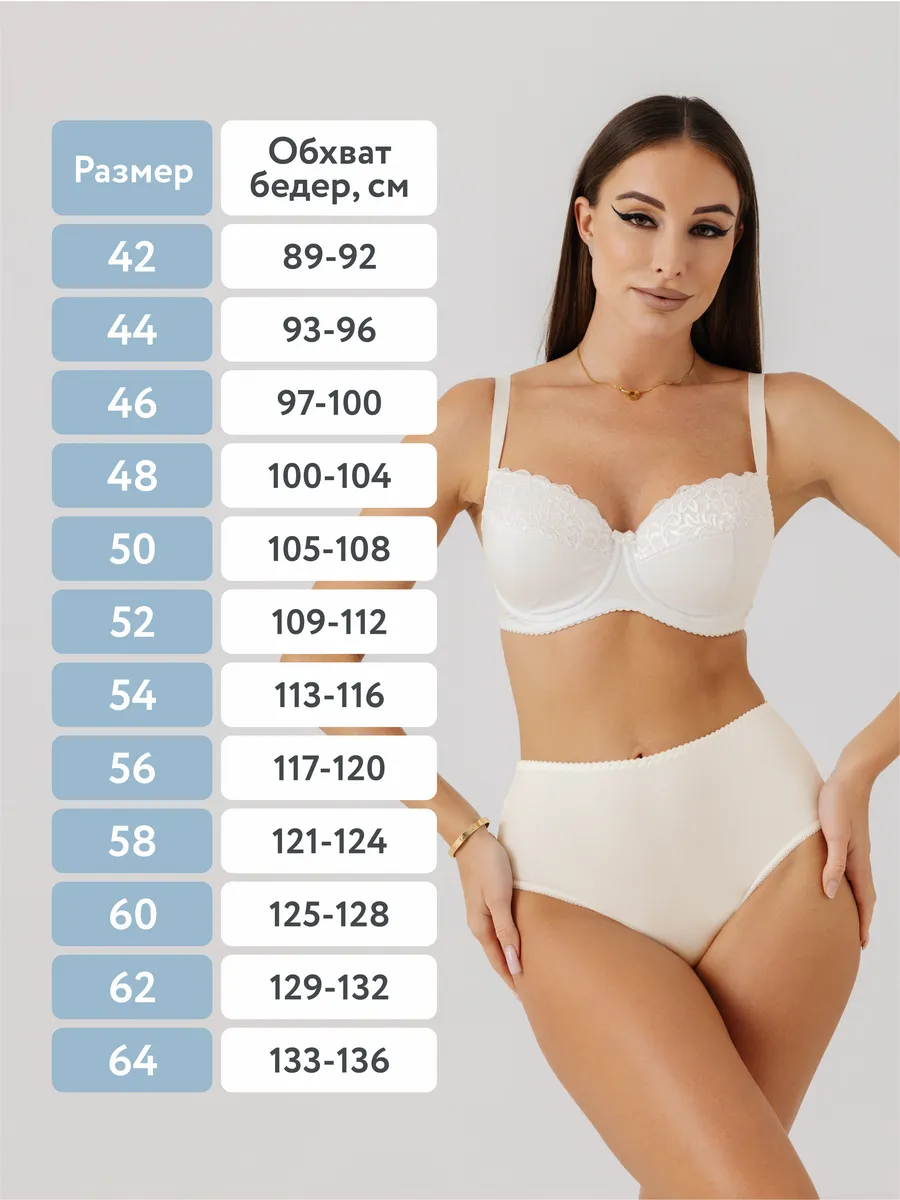 Трусы с высокой посадкой хлопковые слипы молочный