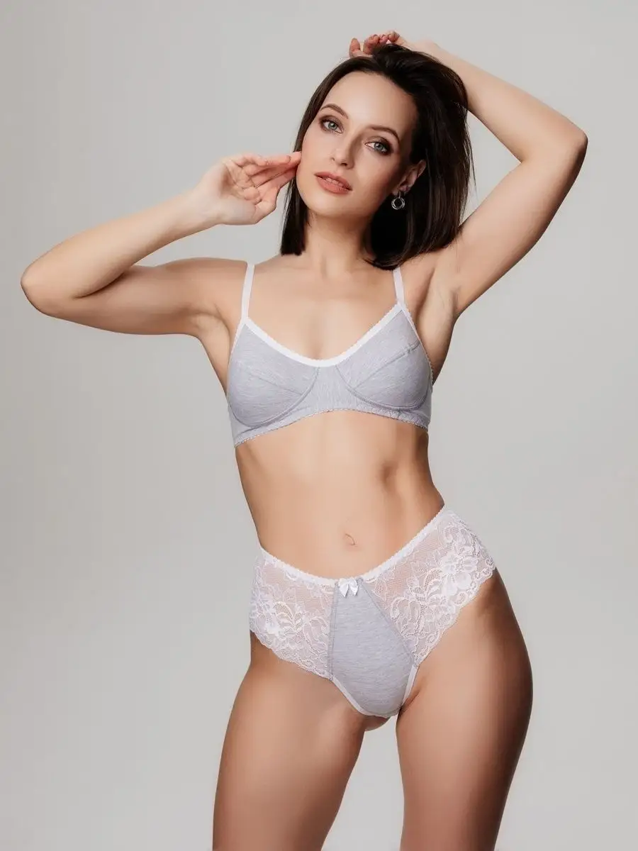 Трусы набор 3 шт кружевные стринги бразильяна серый/белый/серый/черный/темно-серый