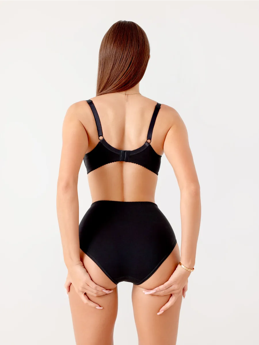 Трусы с высокой посадкой хлопковые слипы черный