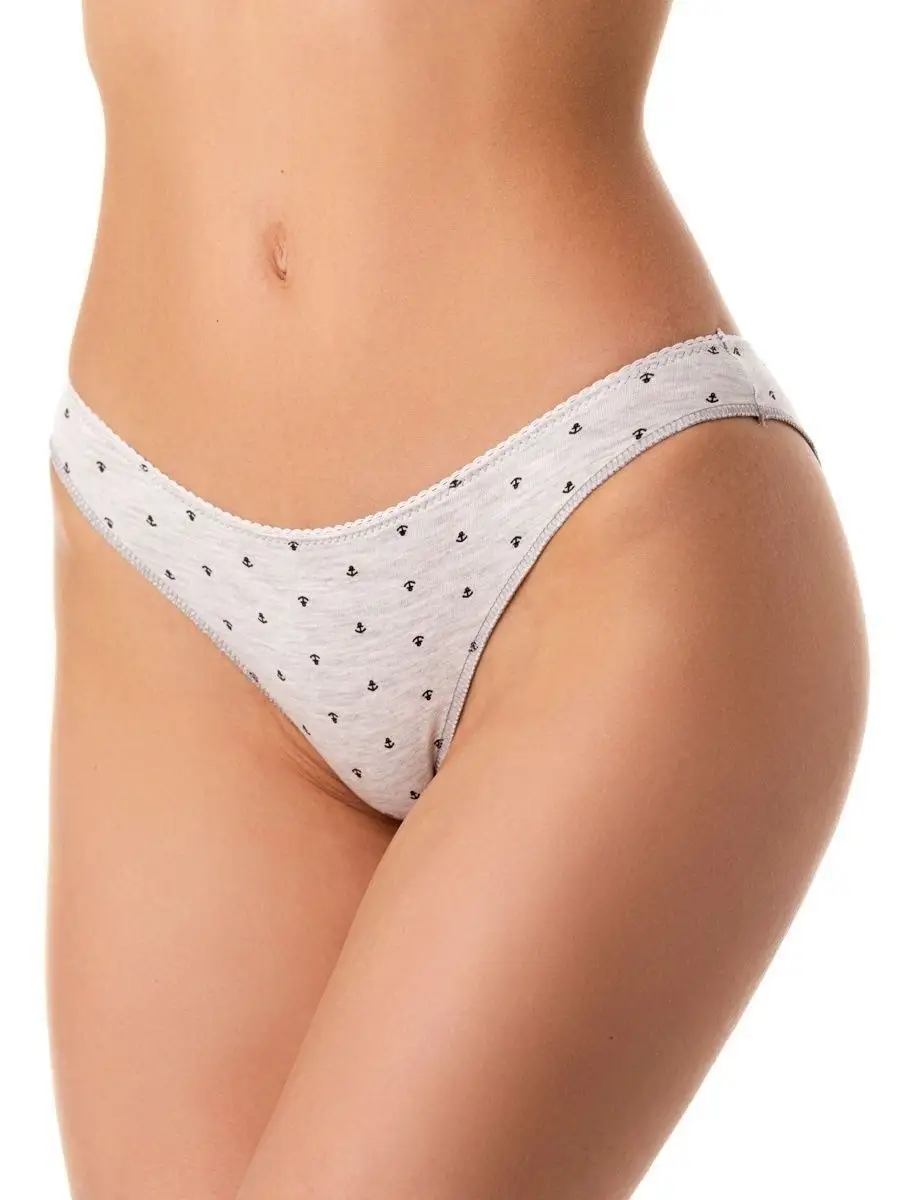 Комплект хлопковых трусов невидимок 5 штук якоря/серый/голубоймеланж/голубой