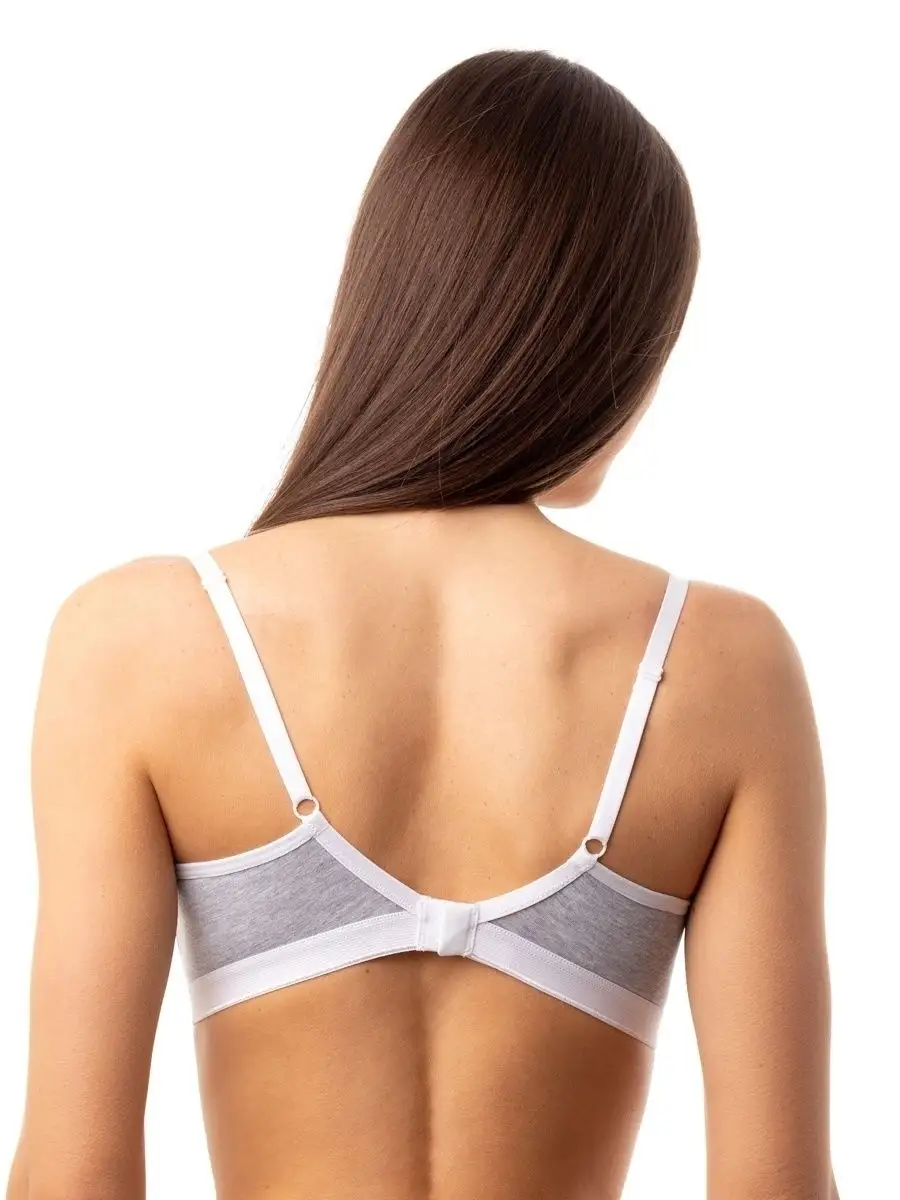 Бюстгальтер базовый хлопок топ для подростков серыймеланж/белый