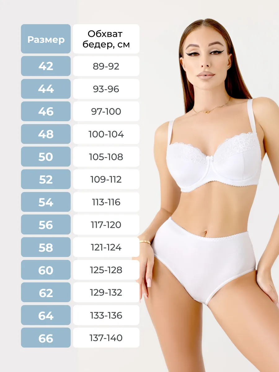 Трусы с высокой посадкой хлопковые слипы белый