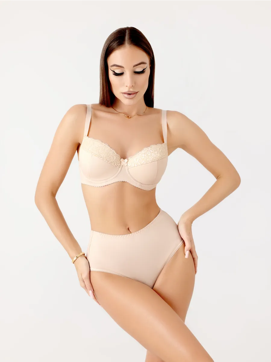 Трусы с высокой посадкой базовые слипы бежевый