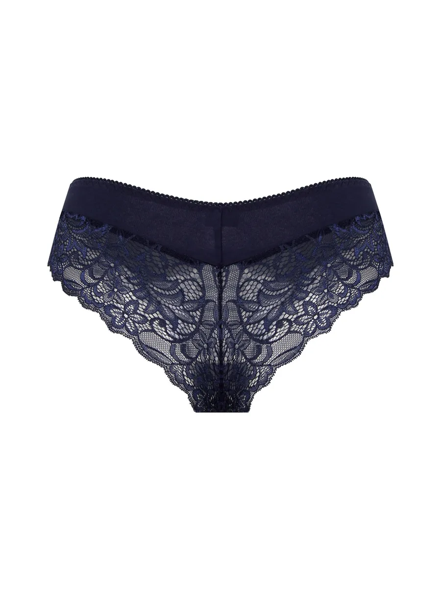 Кружевные трусы бразильяна - элегантный новогодний подарок синий