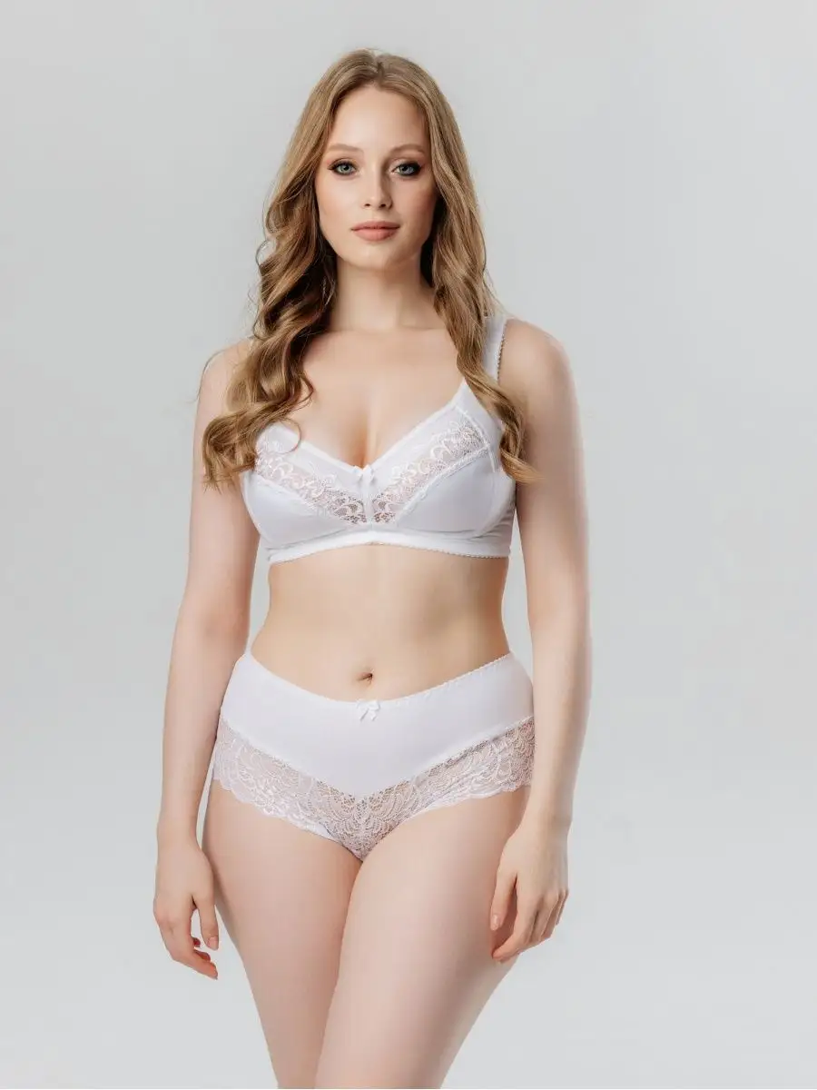 Трусы кружевные большие размеры хлопок белый