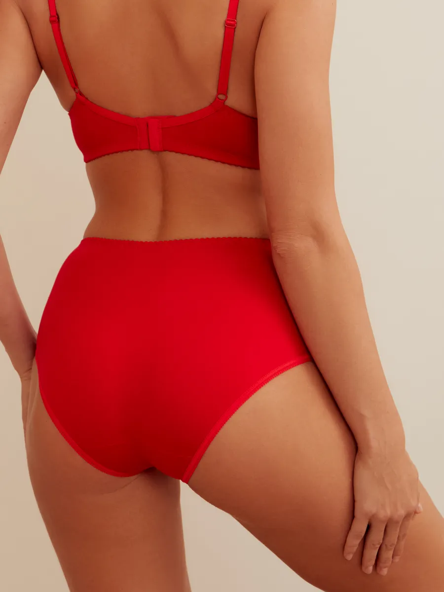 Трусы с высокой посадкой хлопковые слипы красный