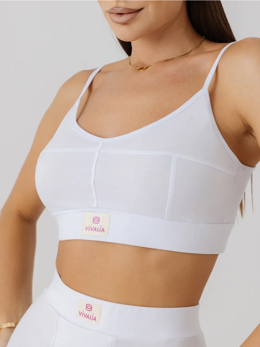 Бюстгальтер топ мягкий спортивный хлопок белый