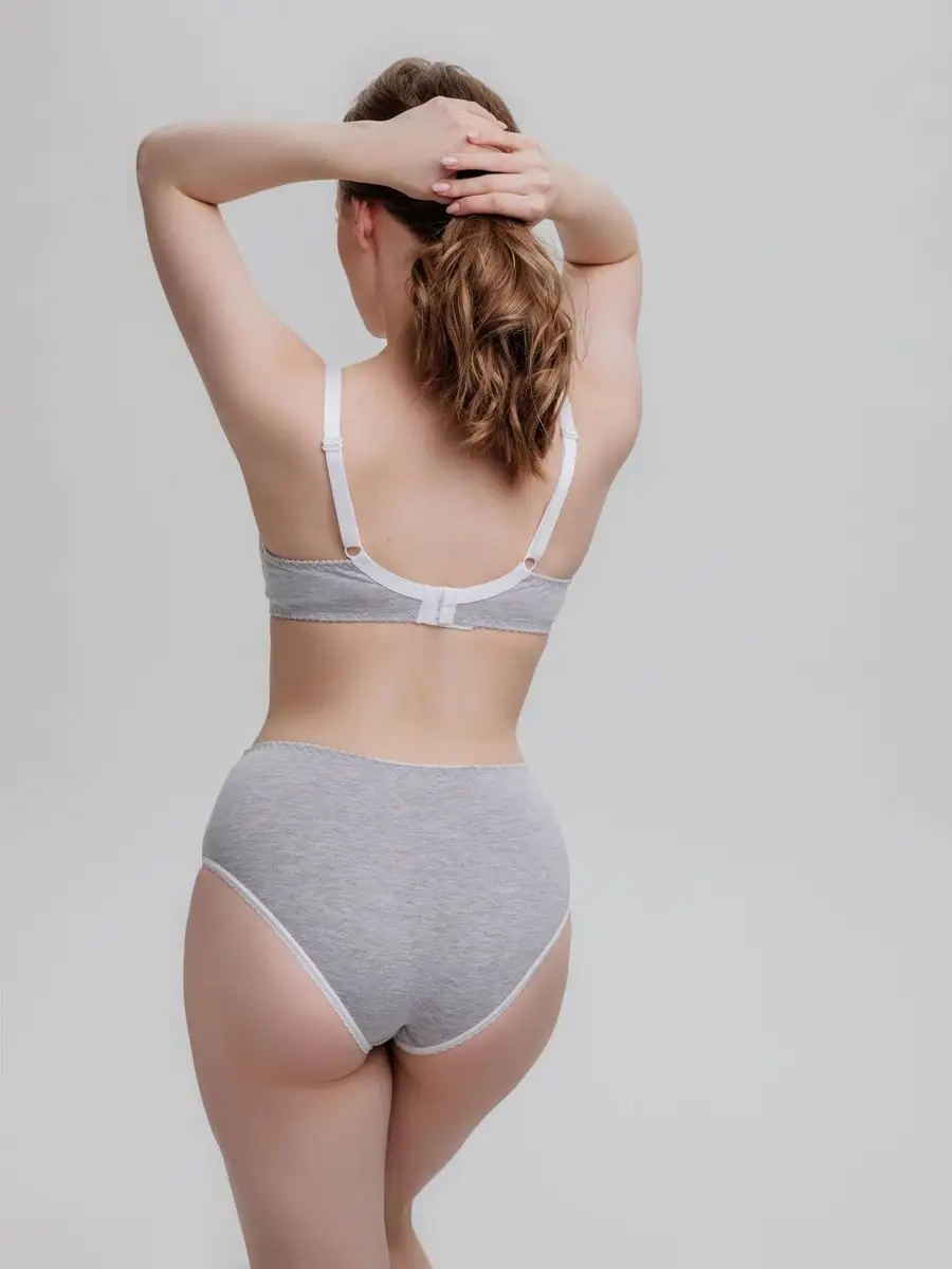 Набор комплект базовых трусов большие размеры бежевый/серыймеланж/черный