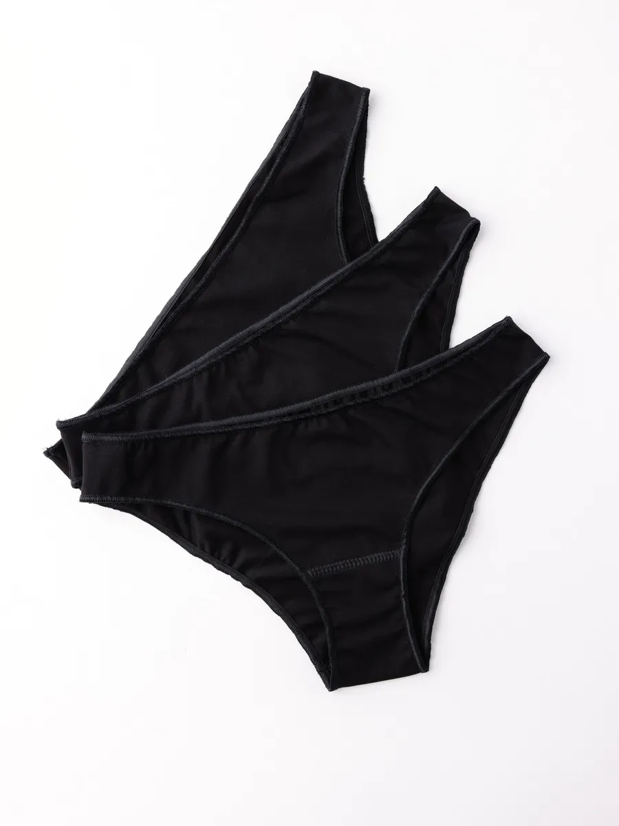 Трусы набор 3 шт слипы хлопковые однотонные черный