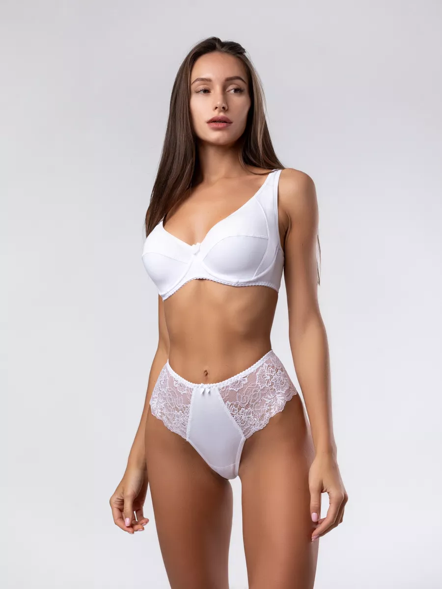 Комплект слипы и бразильяна стринги кружевные набор 29014/белый