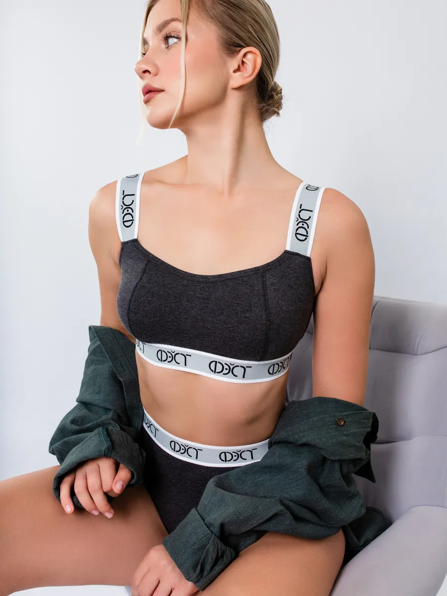 Трусы женские повседневные темсерыймеланж/черный