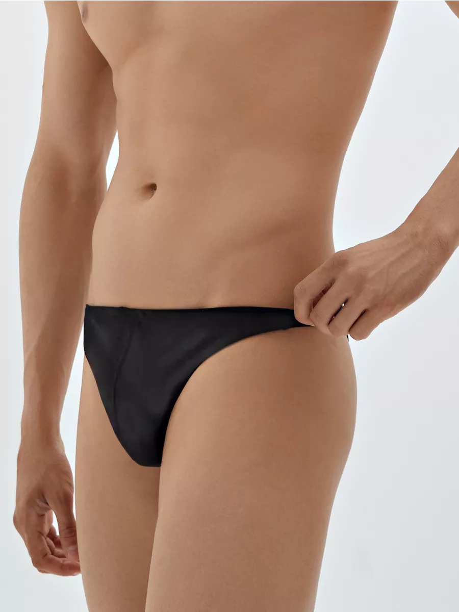 Плавки пляжные стринги черный