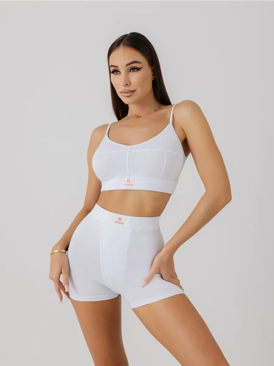 Бюстгальтер топ мягкий спортивный хлопок белый