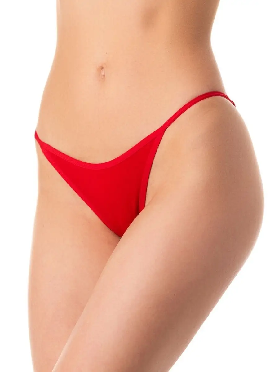 Трусы хлопок танга базовые трикотажные красный