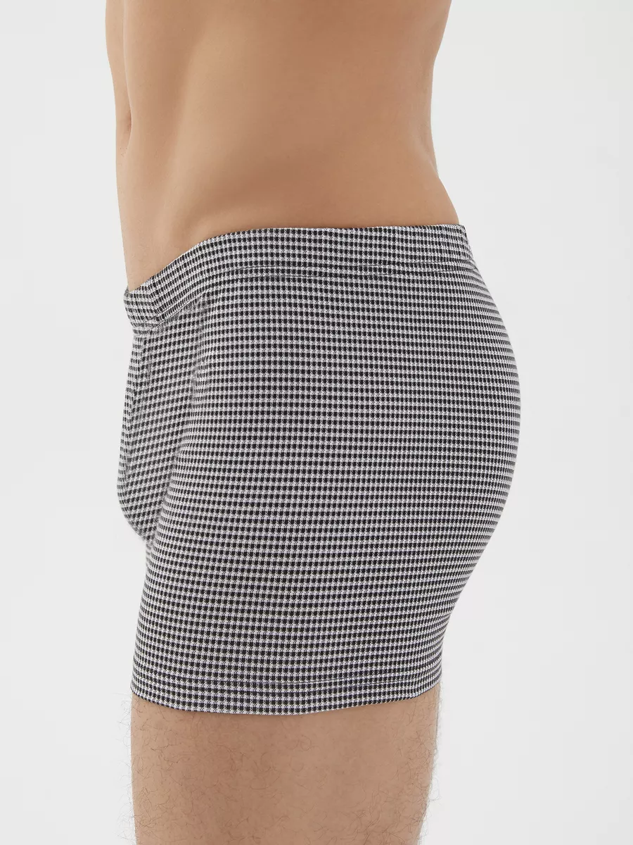 Боксеры хлопковые с принтом черный/белый/клетка