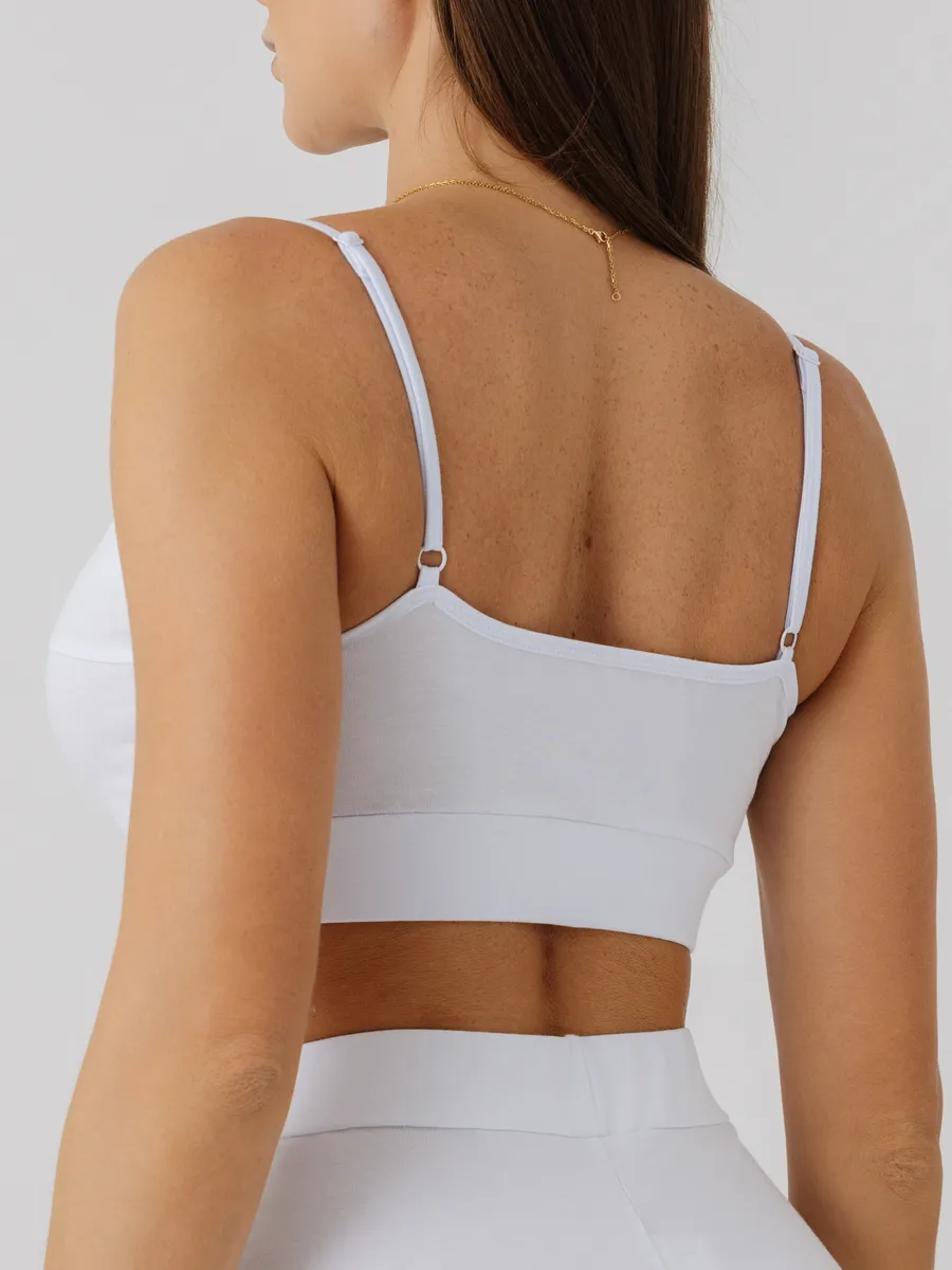 Бюстгальтер топ мягкий спортивный хлопок белый