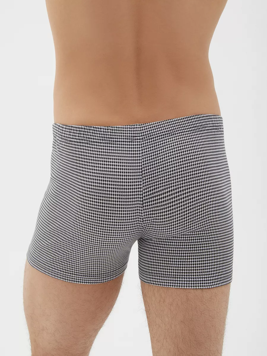 Боксеры хлопковые с принтом черный/белый/клетка