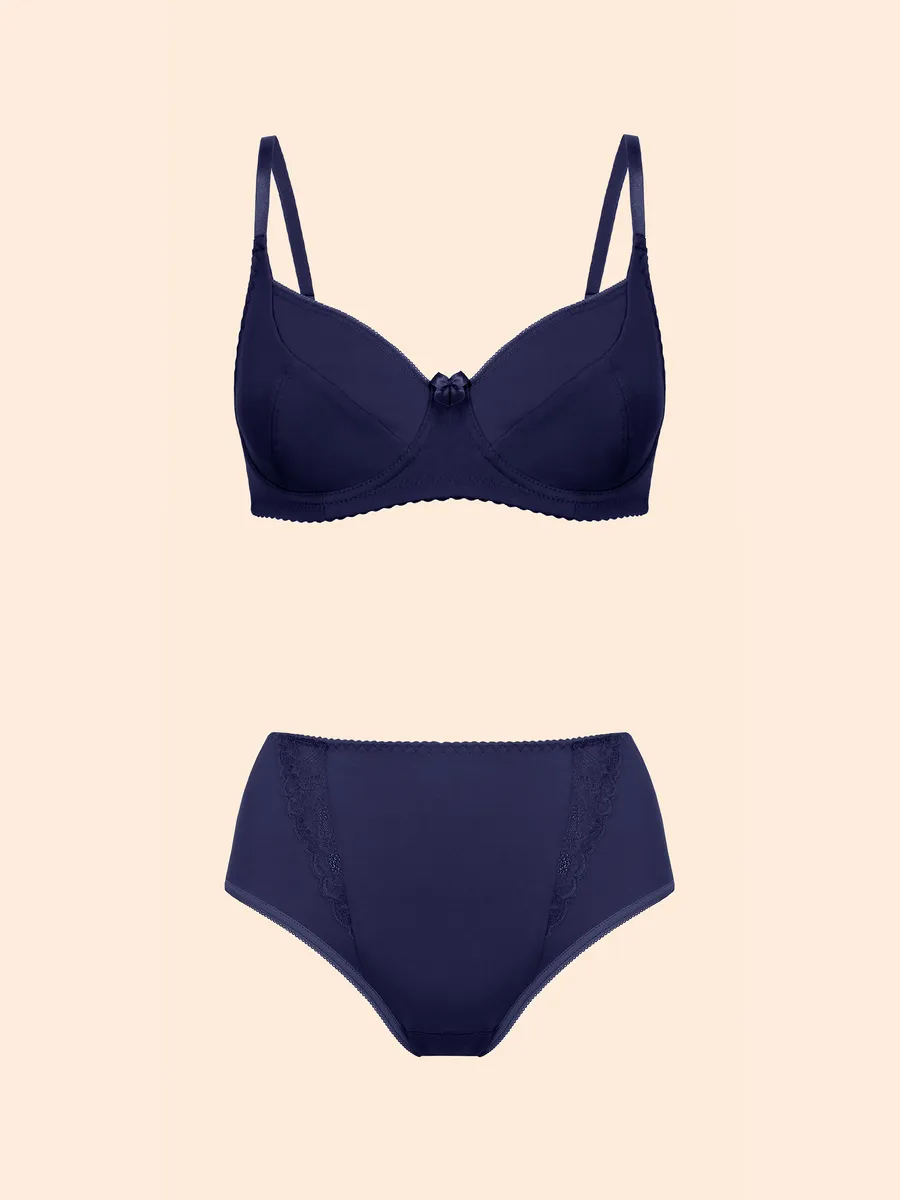 Трусы с высокой посадкой хлопковые слипы синий