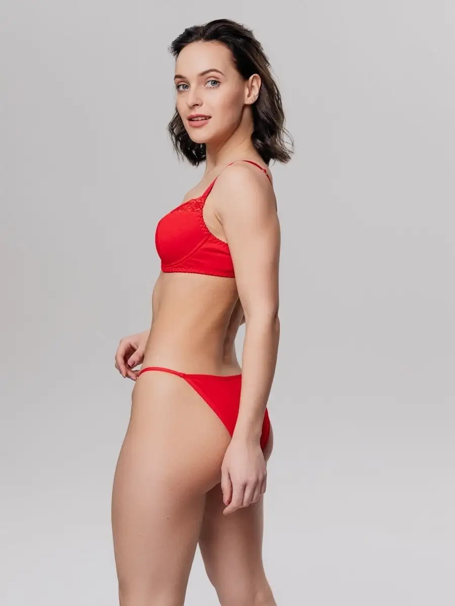 Трусы хлопок танга базовые трикотажные красный