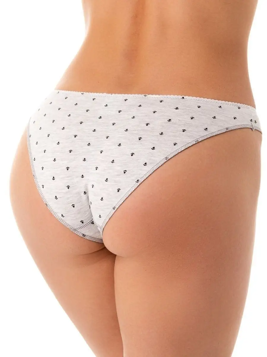 Комплект хлопковых трусов невидимок 5 штук якоря/серый/голубоймеланж/голубой