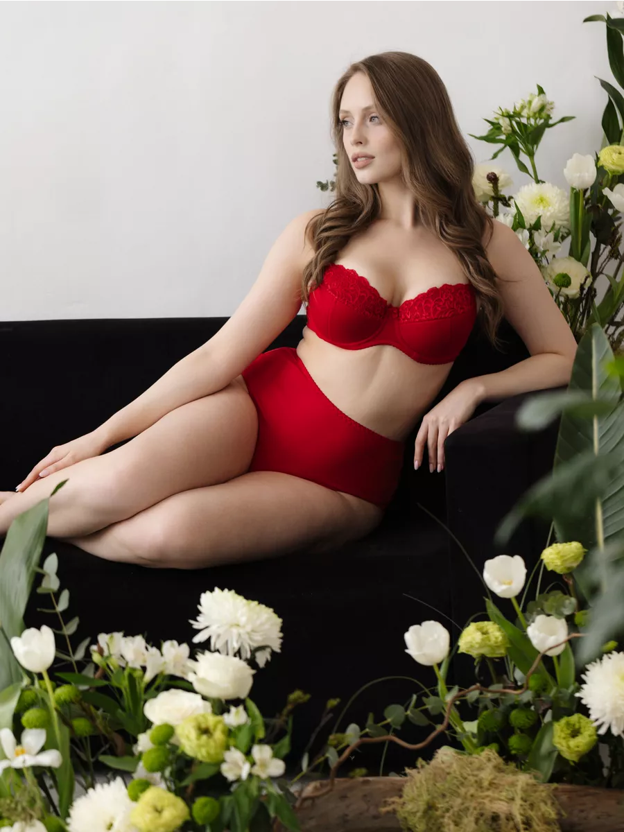 Трусы слипы высокие хлопковые большие размеры красный