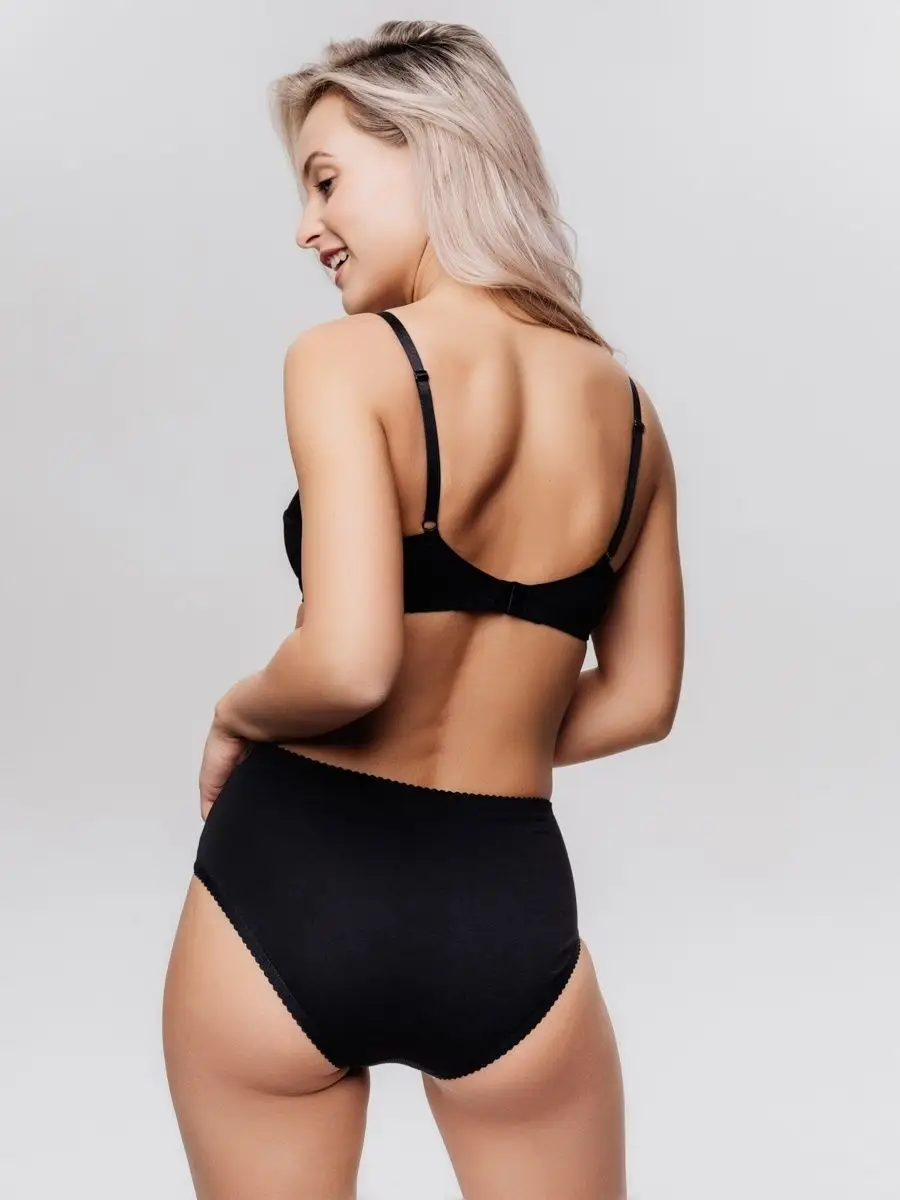 Трусы набор с высокой посадкой хлопковые 2 шт черный/черный