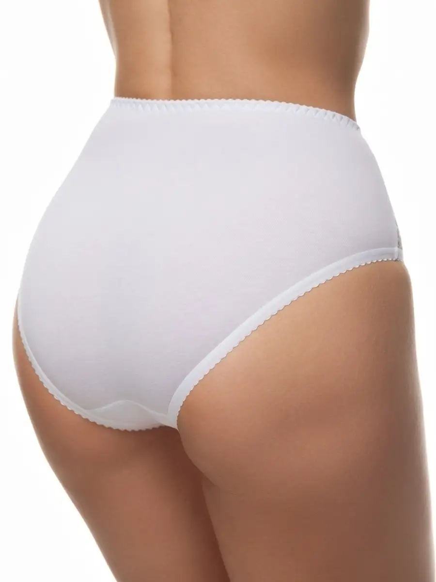 Трусы высокие хлопковые с кружевом белый