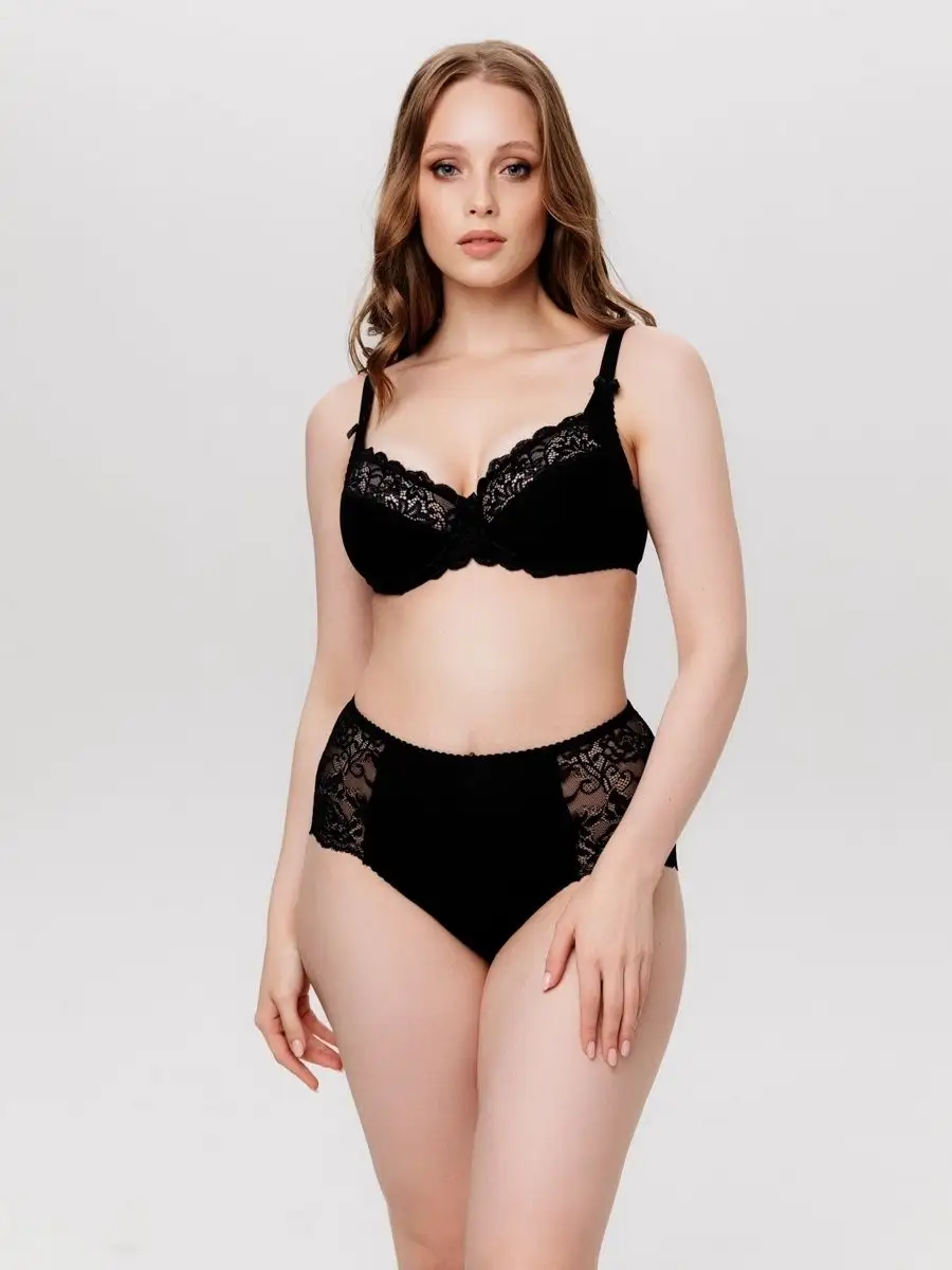 Набор кружевных трусов больших размеров черный/черный/черный/черный/черный