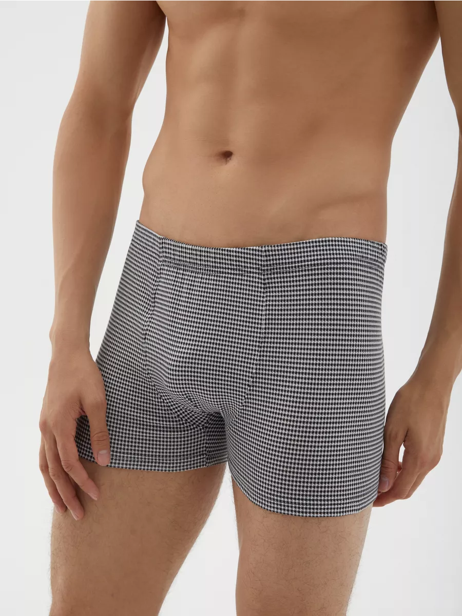 Боксеры хлопковые с принтом черный/белый/клетка