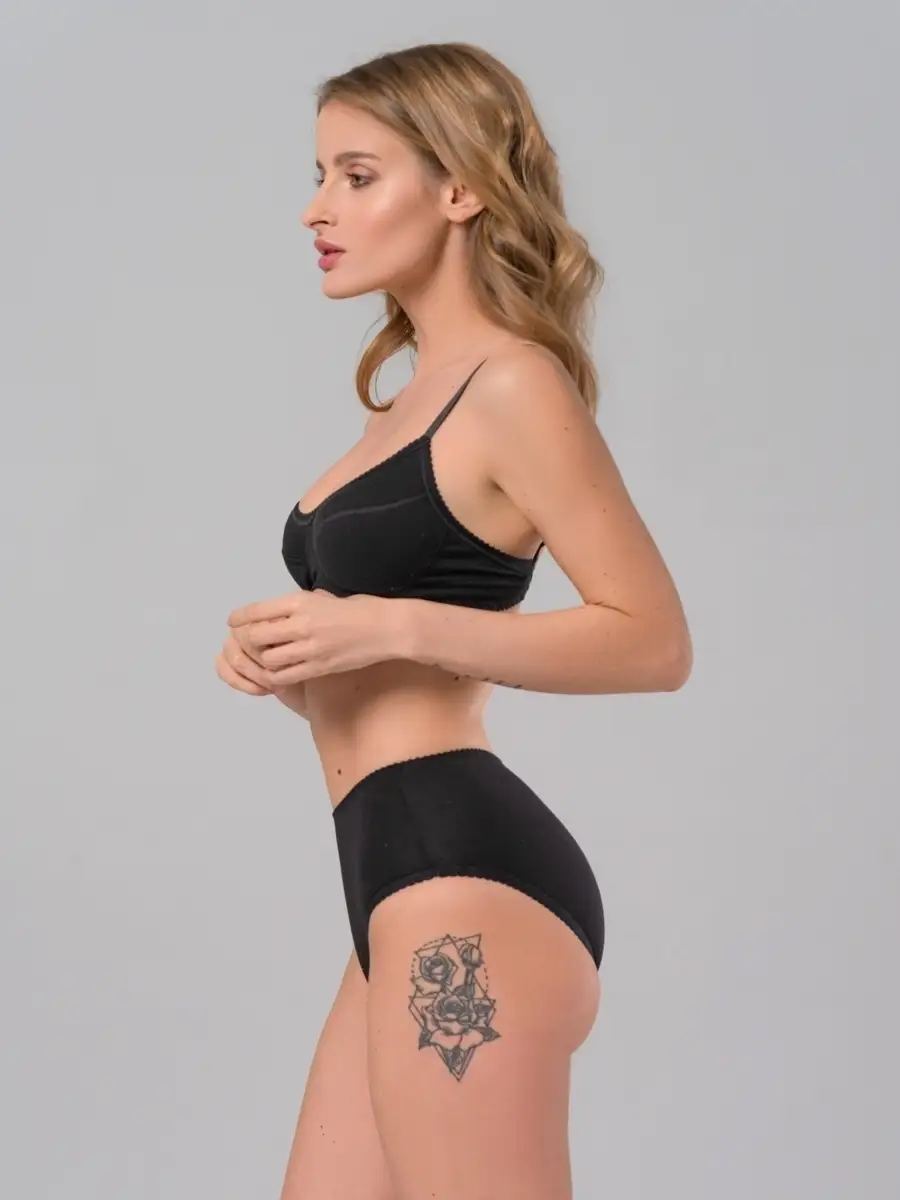 Трусы набор с высокой посадкой хлопковые 3 шт черный/белый/бежевый